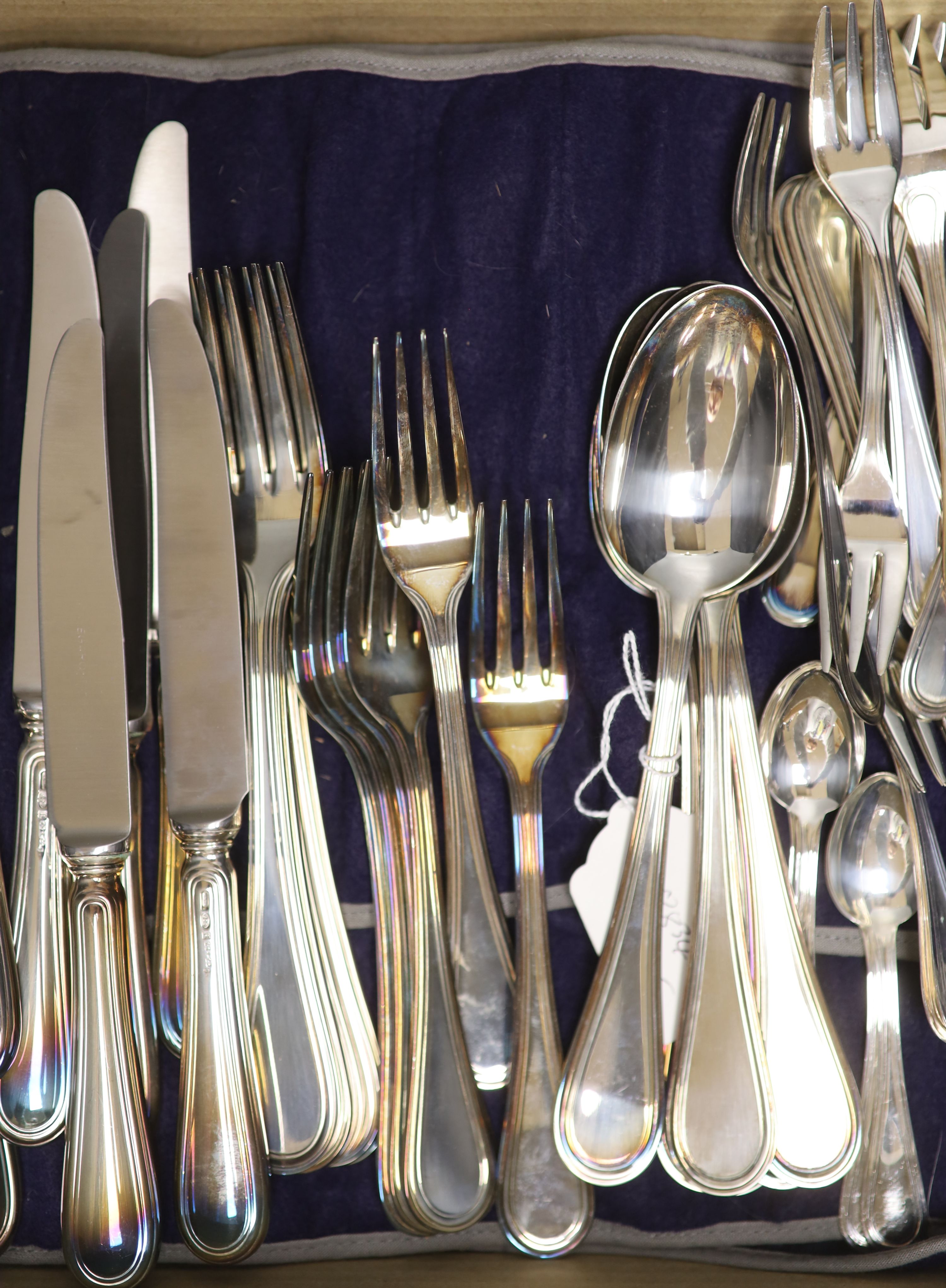 A canteen of Italian 800 standard white metal cutlery for six, comprising forty eight items